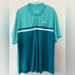 Nike Men's Aqua and Teal Polo Shirt